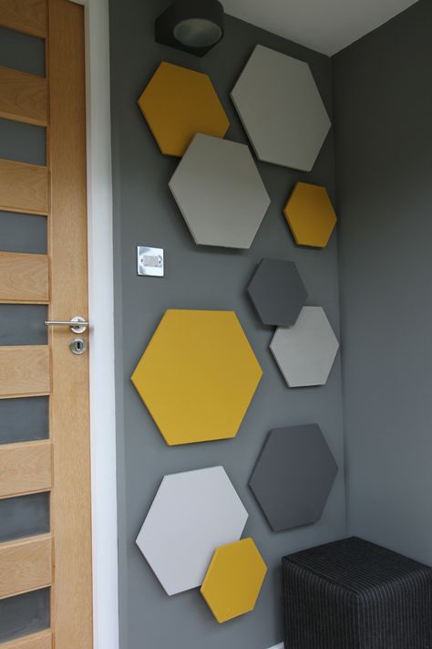 Hexagons - Wall Art Home Door Design, Diy Wall Painting, Diy Wand, Bedroom Wall Designs, Bedroom Wall Paint, التصميم الخارجي للمنزل, Wall Paint Designs, घर की सजावट, Diy Wall