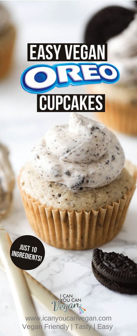 Vegan Cookies And Cream, Oreo Cupcake Recipe, Cookies And Cream Cupcakes, Vegan Bakes, Cookie And Cream Cupcakes, Baking Vegan, Cupcakes Easy, Vegan Baking Recipes, Cream Cupcakes