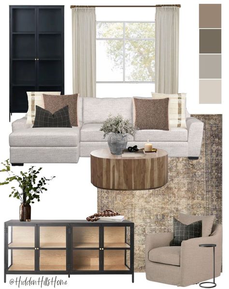 Beige Couch Moody Living Room, Grey Organic Modern Living Room, Light And Moody Living Room, Moody Living Room Color Palette, Organic Moody Living Room, Neutral Organic Modern Living Room, Organic Modern Living Room Mood Board, Family Room Mood Board, Neutral Moody Living Room