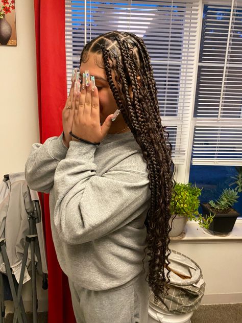 Bohemian Knotless Braids, Bohemian Knotless, Short Box Braids Hairstyles, Braided Hairstyles For Black Women Cornrows, Big Box Braids Hairstyles, Goddess Braids Hairstyles, Quick Natural Hair Styles, Braided Hairstyles For Teens, Braided Cornrow Hairstyles