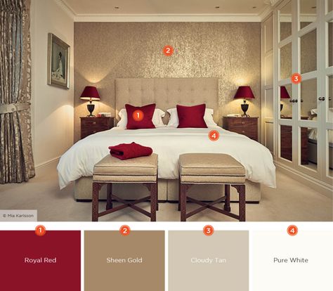 20 Dreamy Bedroom Color Schemes | Shutterfly Bedroom Ideas For Couples Color Schemes, Apartment Color Schemes, Best Bedroom Colors, Stylish Bedroom Design, Bedroom Red, Bedroom Color, Bedroom Color Schemes, Couple Bedroom