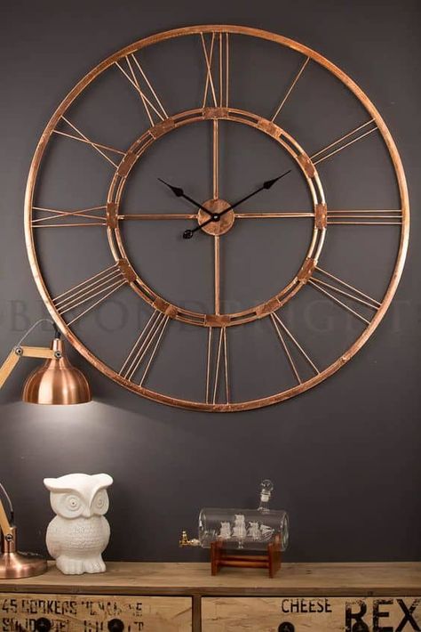 modern copper wall clock - Trendir Copper Kitchen Accessories, Wall Colour, Decoration Tips, Kitchen Wall Clocks, Ideas Casa, Seni Cat Air, Unique Wall Clocks, Copper Wall, Copper Kitchen