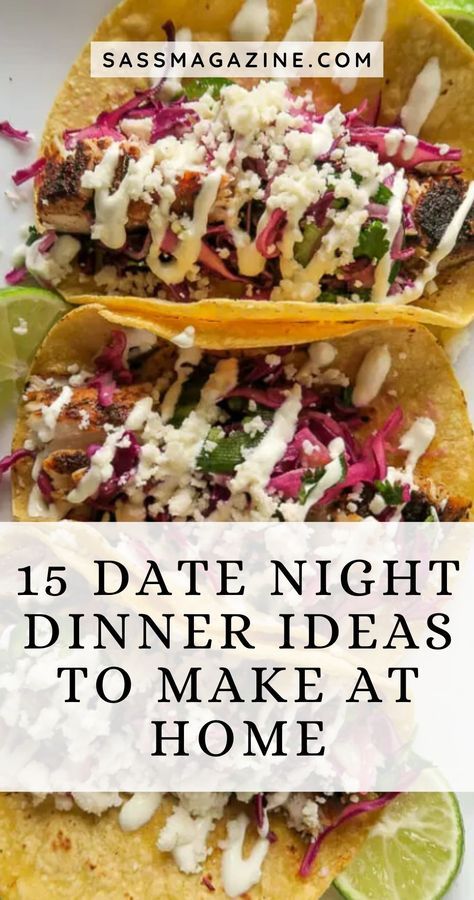 From cozy comfort food to elegant dishes that dazzle the palate, these recipes are not just about the food – they’re about creating moments of connection and indulging in the pleasure of each other’s company. We have found some of our favorite date night dinner recipes to make at home. Whether you’re planning a romantic evening for two or a cozy gathering at home, try one of these simple yet impressive recipes that are bound to make your date night a flavorful and memorable affair. Date Night Cooking Recipes, Mexican Dinner Date Night At Home, Date Night Grilling Ideas, Date Dinners To Make, Recipes To Make As A Couple, Anniversary Recipes Dinner, Date Night Supper Ideas At Home, Date Night Foods At Home, Fun Recipes To Make As A Couple