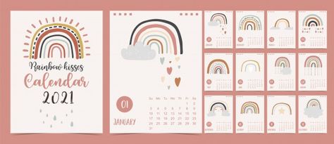 Cute pastel calendar 2021 with rainbows ... | Premium Vector #Freepik #vector #calendar #hand #cloud #animal Pastel Calendar, Boho Rainbow Classroom, Cute Polar Bear, Rainbow Rain, Cute Desktop Wallpaper, Calendar 2020, Unicorn Pattern, Free Printable Calendar, Cute Pastel