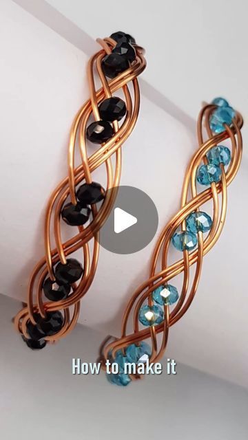 Wire Beads Diy, Copper Bead Bracelet, Braided Wire Bracelet Tutorial, Braided Wire Bracelet, Easy Wire Bracelet, Wire Braiding Tutorials, Bead Wire Bracelet, Handmade Wire Bracelets, Diy Jewelry Unique Bracelets