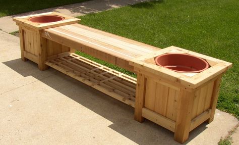 DIY Wood Planter Bench Plans Wooden PDF build woodworking ... Deck Planter Boxes, Diy Wooden Planters, Diy Wood Planters, Diy Bank, Wood Benches, Deck Planters, Planter Bench, Outdoor Storage Bench, Cedar Planters