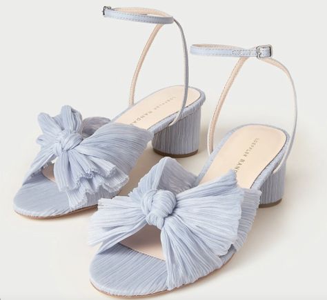 SomethingBlue_Ideas24 Loeffler Randall Shoes, Perfect Wedding Shoes, Mid Heel Sandals, Low Heel Sandals, Ankle Strap Shoes, Bow Heels, Blue Heels, Lace Bows, Loeffler Randall