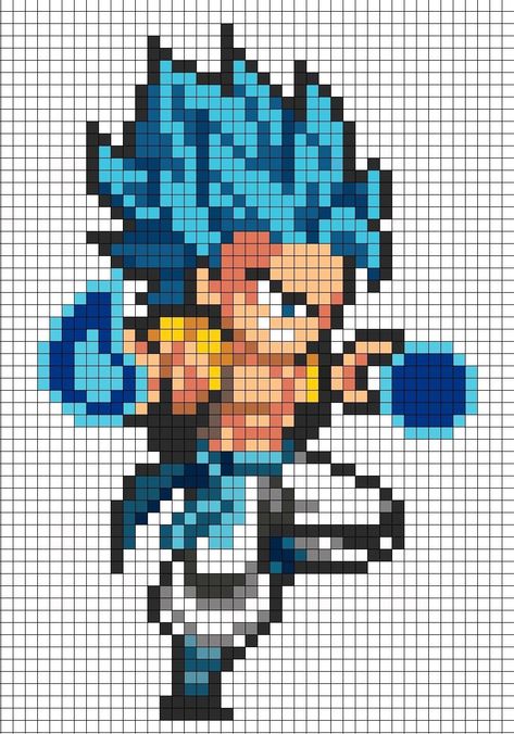 Anime Pixel Art Grid, Pixel Art Dragon Ball, Minecraft Pixel Art Templates, Pixel Art Dragon, Pixel Dragon, Gogeta Blue, Pixel Art Minecraft, Stitch Games, Anime Pixel