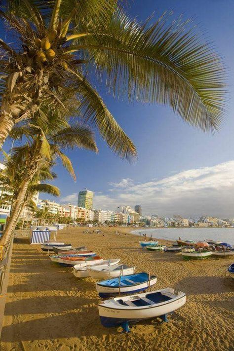 Playa de Las Canteras. Las  Palmas de Gran Canaria Gran Canaria Beach, Grand Canaria, Relaxing Beach, Canary Islands Spain, Voyage Europe, Dream Beach, Winter Sun, Beach Paradise, Island Travel