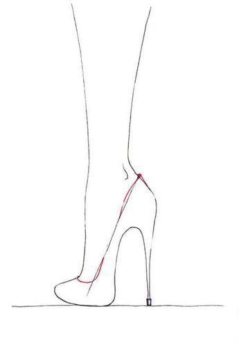 Finish the shoe's outline and color it with taste! Drawing High Heels, Illustration Tutorial, Shoe Making, Shoes Drawing, Drawing For Beginners, Fashion Figures, Fashion Design Sketches, Character Ideas, Illustration Sketches