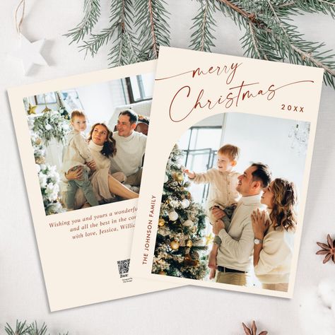 Simply Elegant Stylish 2 PHOTO Christmas Greeting Holiday Card Merry Christmas Minimalist, Christmas Minimalist, Happy Holidays Wishes, Christmas Photo Card Template, Christmas Holiday Photos, Minimal Christmas, Stylish Photo, Photo Card Template, Holiday Design Card