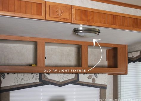 Want to replace those old light fixtures in your motorhome with updated RV interior lighting? It's a lot easier than you think! Small Rv Bathroom Ideas, Renovate Camper, Rv Lighting Fixtures, Trailer Redo, Rv Living Room, Camper Lights, Rv Remodeling, Motorhome Remodel, Trailer Renovation