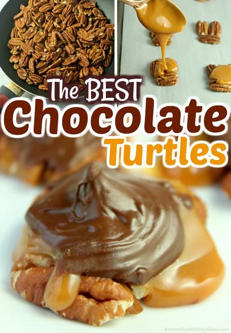 Chocolate Pecan Turtle Clusters, Pecan Turtle Clusters, Pecan Turtles Recipe, Turtle Clusters, Turtle Recipe, Clusters Recipe, Chocolate Turtle, Pecan Turtles, Easy Candy Recipes