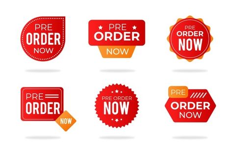 Pre-order label collection Free Vector | Free Vector #Freepik #freevector #sale #label #badge #promotion Business Graphics, Sale Banner, Boxing Day, Pre Order, Graphic Resources, Promotion, Red And White, Vector Free, How To Draw Hands