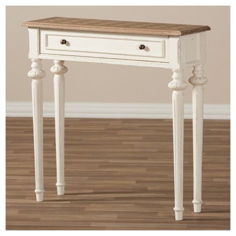 Marquetterie French Provincial Style Weathered Oak... : Target French Provincial Console Table, French Country Desk, Wooden Desks, Solid Wood Writing Desk, White Console Table, Provincial Style, French Provincial Style, Baxton Studio, Weathered Oak