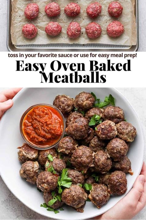 Oven Baked Meatballs - these oven-baked meatballs are delicious and perfect for meal prep!!! So many different ways to use them! #ovenbakedmeatballs #ovenbakedmeatballsrecipe #ovenbakedmeatballsgroundbeef #ovenbakedmeatballsinsauce Oven Baked Meatballs Ground Beef, Cooking Meatballs In Oven, Oven Meatballs Recipe, Meatballs Oven, Oven Meatballs, Gf Cooking, Oven Baked Meatballs, Baked Meatball Recipe, Baked Meatballs