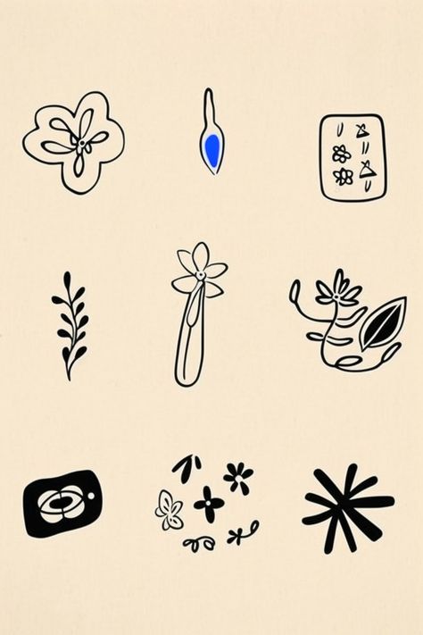 a coloured drawing showing different sketches of different flowers and objects, in the style of japanese minimalism, light beige and black, gender-bending iconography, letterboxing, indigo, animated shapes, minolta srt-101 --ar 2:3 Jasmine Flower Tattoo, Tattoos Flowers, Flower Symbol, Tattoo Graphic, Minimalist Flowers, Jasmine Flower, Flower Logo, Single Line, Simplistic Tattoos