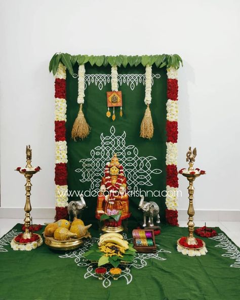 We are loving @decorbykrishna simple and traditional themes for #varalakshmivratam #varamahalakshmi Order atleast 2 weeks in advance and… Branches Decor, Home Flower Decor, Pooja Decoration, Ganpati Decoration At Home, Ganapati Decoration, Diwali Decorations At Home, Diwali Decoration Items, Decoration For Ganpati, Housewarming Decorations