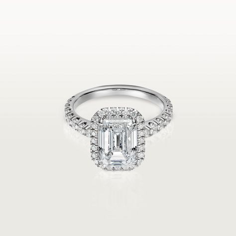 Cartier Engagement Ring, Cartier Wedding Rings, Emerald Cut Diamond Ring, Platinum Wedding Rings, Emerald Engagement Ring Cut, White Gold Wedding Rings, Luxury Bridal, Emerald Engagement Ring, Emerald Cut Diamonds