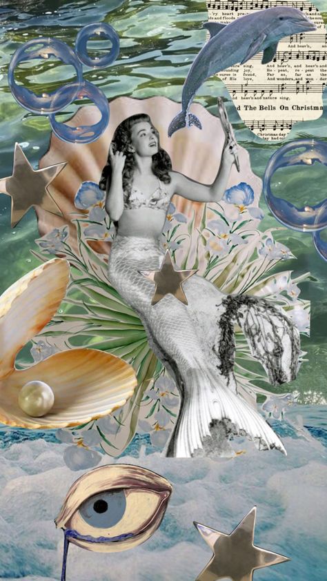 Mermaid Collage, Fairy Tale Home, Mermaid Vintage, Mermaid Aesthetic, Vintage Mermaid, Vintage Fairies, Pulp Art, Aesthetic Collage, Goldfish