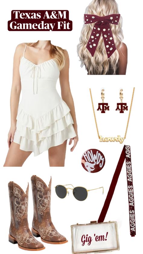 Texas A&M Gameday Inspo. #gameday #sec #college #gamedayoutfits #tamu #texasa&m #a&m #outfit #outfitinspo #maroon Aggie Gameday Outfit, College Gameday Outfits, Gameday Outfits, Concert Fits, Country Concerts, Texas A&m, Gameday Outfit, Country Outfits, Cute Fits