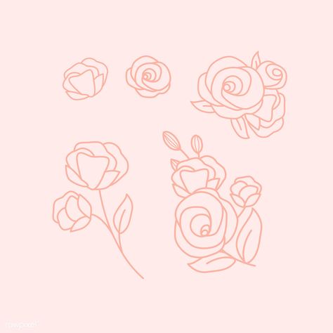 Floral doodle design collection vector | premium image by rawpixel.com / Mon #vector Logo Brainstorming, Custom Trainers, Rose Doodle, Paris Drawing, Rose Logo, Floral Doodle, Doodle Design, Floral Banners, Rose Illustration