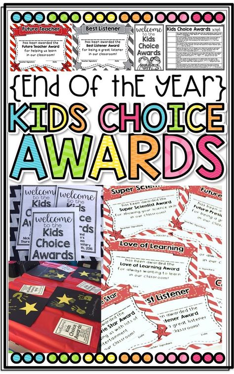 Kids Choice Awards Classroom, Kindergarten Awards, Graduation Awards, Gift Ideas For Students, Cool Cocktails, Classroom Awards, Elementary Principal, 5th Grade Graduation, Elementary Math Classroom