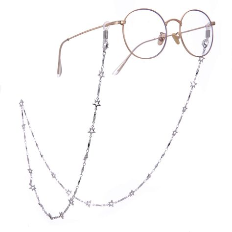 PRICES MAY VARY. The reading glasses chain is made of environmental protection materials, no nickel free lead, low allergic reaction. Chains were well packaged in a branded velvet bag,well for protect in transit and beatiful as a gift. The length of the chain is about 78cm (30.7inches), fit for most people. Purchase Guarantee: Product Replacement or Refund Guarantee; Good Pre-sale Consulting and Great After-sale Customer Service. Not only can they be a eyeglass chain, but also a fashion decorati Star Glasses, Magnetic Eyeglass Holder, Chains Aesthetic, Eyeglass Chain Holders, Circle Glasses, Eyeglass Necklace, Sunglass Chain, Sunglass Holder, Five Pointed Star