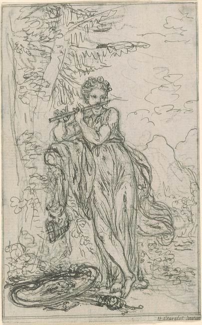 Hubert François Gravelot | Study of Euterpe, the Muse of Music | Drawings Online | The Morgan Library & Museum Euterpe Aesthetic, The Muses Aesthetic, Muse Drawing, Charles Burchfield, Muse Of Music, Greek Goddesses, Alice In Wonderland Drawings, Music Drawings, Sketch Books