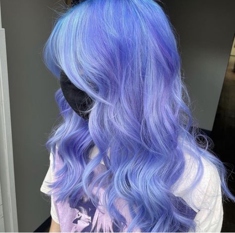 Periwinkle And Purple Hair, Purple And Periwinkle Hair, Light Blue Purple Hair, Blue Lavender Hair, Twyla Restyle, Periwinkle Blue Hair, Neon Purple Hair, Hair Color Ideas Bright, Bright Hair Color Ideas