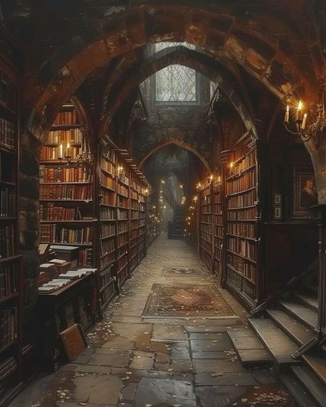 Cool Libraries, Old Money Interior Design, Old Money Interior, Dungeon Aesthetic, Gothic Library, Dream Library, Old Library, Library Aesthetic, Fantasy House