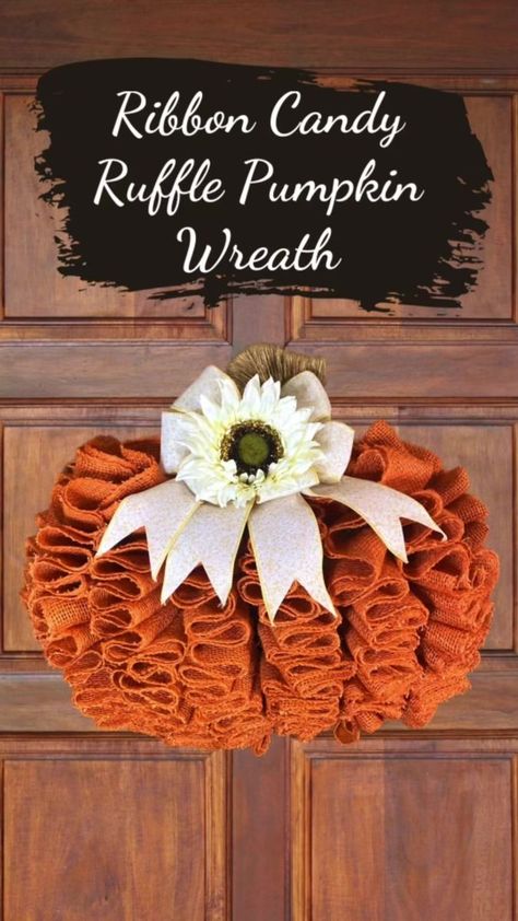 #wreath #wreathmaking #wreathmaker #pumpkin #pumpkinwreath #ribboncandywreath #ribboncandy #fallwreath #autumnwreath #dollartreewreath #HobbyLobby #hobbylobbyfinds #farmhousestyle #farmhousedecor #farmhousewreath | This Southern Girl Can | This Southern Girl Can · Original audio Pumpkin Wreath Tutorial, Harvest Ideas, Burlap Pumpkin Wreath, Pumpkin Wreath Diy, Halloween Fabric Crafts, Ribbon Wreath Diy, Burlap Wreath Tutorial, Christmas Shortbread, Dollar Tree Pumpkins