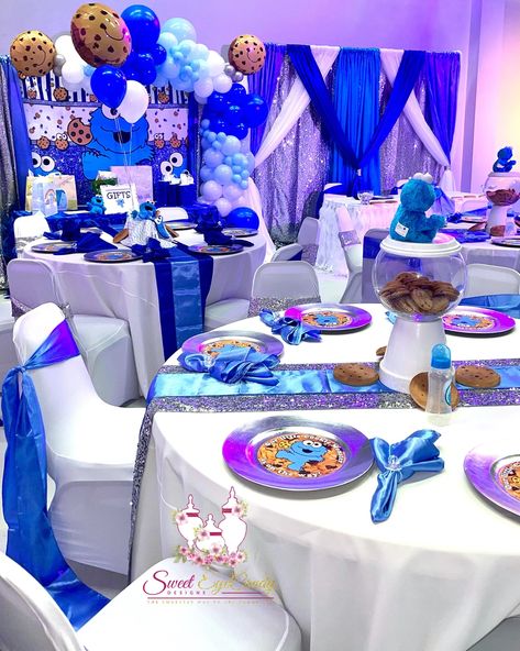 Baby Cookie Monster, Cookie Monster Birthday Party, Monster Baby Showers, Gender Reveal Baby Shower Themes, Baby Shower Princess Theme, Baby Gender Reveal Party Decorations, Baby Shower Party Themes, Baby Shower Pictures, Cookie Monster Party