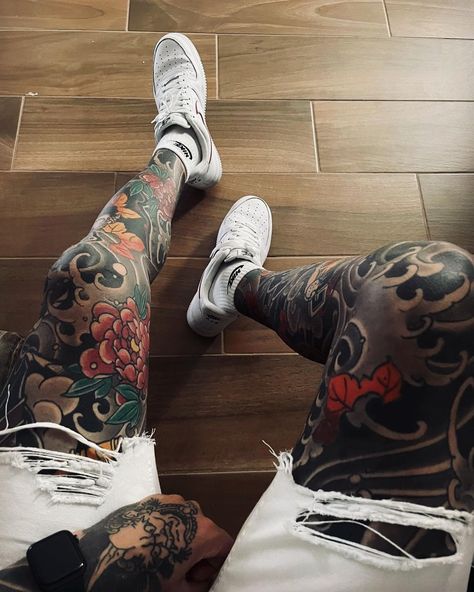 Leg Tattoos Japanese Style, Leg Sleeves Japanese, Leg Japanese Tattoo Men, Japanese Tattoo Leg Sleeve For Men, Asian Leg Tattoo, Japanese Style Leg Sleeve, Japanese Leg Tattoo Sleeve, Japanese Leg Tattoo Men Design, Full Leg Tattoo Men Japanese