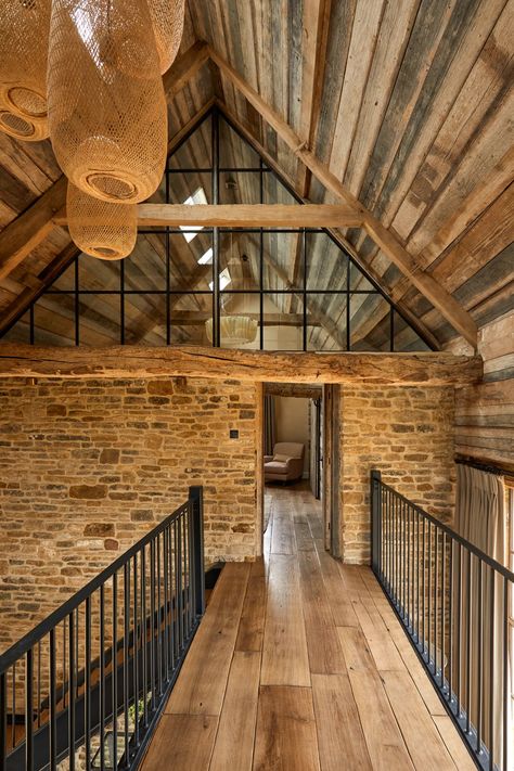 Rustic Attic, Converted Barn Homes, Barn Conversion Interiors, Steel Doors And Windows, Small Barn, Farmhouse Renovation, Converted Barn, Barn Renovation, Attic Conversion