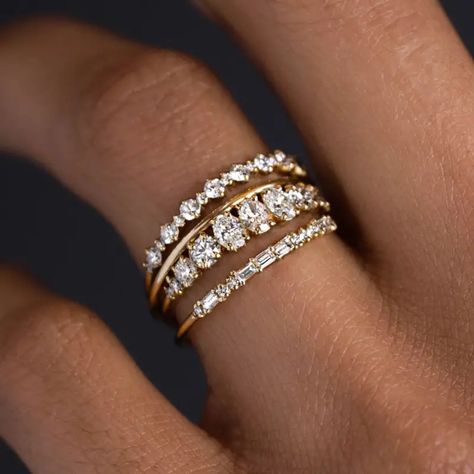 Inlaid Shiny Zircon Stack Ring Set Luxury Elegant Copper - Temu Wedding Party Accessories, Ring Settings Types, Stacking Ring Set, Stil Elegant, Zircon Ring, Girls Jewelry, Types Of Rings, Bridal Sets, Stacking Rings