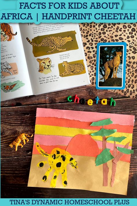 Interesting Facts For Kids About Africa | Cute Handprint Cheetah. Sharing interesting facts for kids about Africa is a great way to introduce or refresh information on this amazing continent. Also, grab more ideas on my post 6 World Wildlife Day Activities to Learn About African Lions. There is much to be learned about Africa as a continent. For, you want to learn about its people, customs, animals, plants, landforms, and the resources that we get from there. It is one of the most diverse places World Wildlife Day Activities, Wildlife Day Activities, Interesting Facts For Kids, Homeschooling Elementary, Ideas For Learning, Africa Craft, World Wildlife Day, Homeschool Nature Study, Fun Facts For Kids