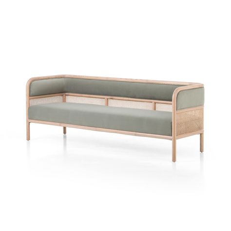 Tremaine Sofa - StyleMeGHD - Modern Sofa Cane Sofa, Wooden Sofa Designs, Cane Furniture, Studio Furniture, Hospital Furniture, Rattan Sofa, Wooden Sofa, Curved Lines, Rattan Furniture