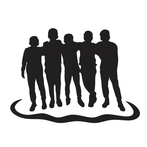 5 Boys Squad, Friends Logo Icons, Friends Silhouette, Silhouette Dance, Friends Vector, Squad Logo, Friends Logo, Dance Logo, Instagram Black Theme