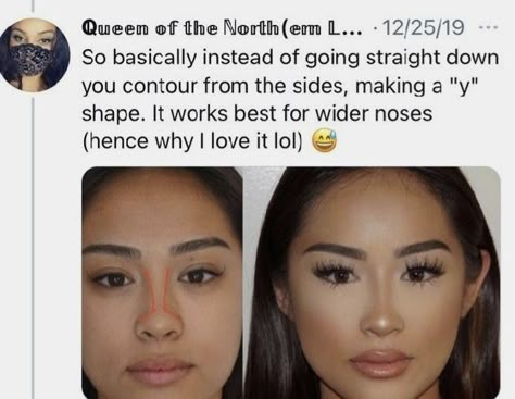 Nose Contour Tips Wide Nose Contouring Tutorial, Nose Contour Wide Nose, How To Contour Wide Nose, Wide Nose Makeup, Sza Singer Nose Contour, Wide Face Makeup, Contour Wide Nose, Wide Nose Contouring, Wide Nose Contour