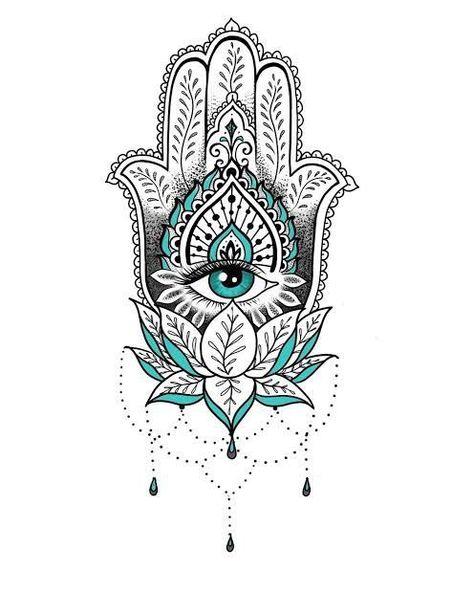 Hamza Hand Tattoo Design, Hand Of Hasma Tattoo Evil Eye, Feminine Hamsa Tattoo, Hamsa Hand And Lotus Flower Tattoo, Hamsa Hand Back Tattoo, Hamsa Tattoo With Lotus, The Hand Of Fatima Tattoo, Hamsa Hand With Lotus Flower, Hasma Tattoos For Women Sleeve