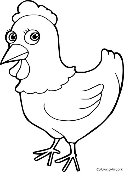 Chicken Coloring Pages, Chicken Coloring, Chicken Drawing, Cartoon Chicken, Farm Animal Coloring Pages, Drawing Tutorials For Kids, White Drawing, Cat Coloring Page, Cartoon Coloring Pages