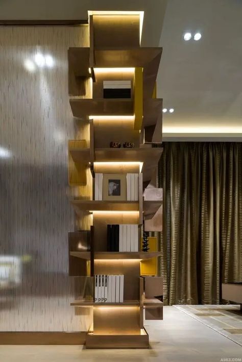 How to Hide a Pillar in a Living Room - Column Decor Ideas - Bark and Chase Pillar In Living Room, Interior Column Design, Column Design Interior, Column Design Ideas, Column Shelf, Column Decoration Ideas, Interior Pillars, Column Decor, Columns Interior