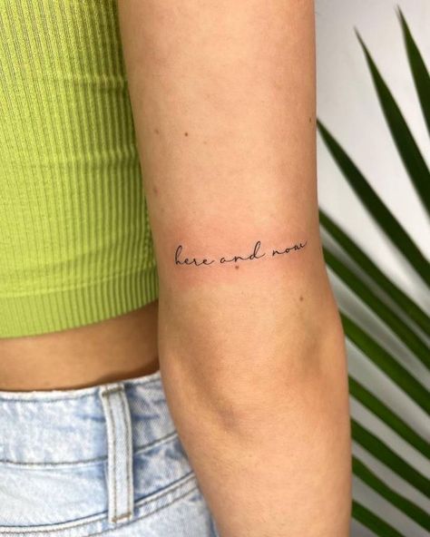 Small Tattoo Back Of Arm Above Elbow, 3 Birth Year Tattoo, Arm Tattoos For Women Letters, Writing On Back Of Arm Tattoo, Meaningful Elbow Tattoos, Tattoo On Tricep Women, Woman Tricep Tattoo, Women’s Tricep Tattoo, Delicate Women Tattoos