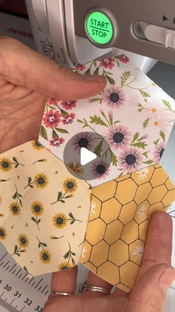 Lesley on Instagram: "Many of you were asking questions about my hexie sewing project and here is a quick video showing how I piece them together on my machine.   It’s a little bit of work, but does it save time? Yep! You can see that I begin without sewing them with a paper template like English Paper Piecing. I cut them out with a template and just start sewing!   It’s helpful to cut out a few hexies and give it a try first before you sew the ones for your project, but once you get the hang of it you will be in love! 🩵🩵🩵  Follow me for more tips and cheats! 😊   #sewmuchfun #sewingtipsandtricks #quilter #modernquilter #designer #quiltersofinstagram #quiltingfun #quiltinglove #quiltlove #quiltersgonnaquilt #quilters #quiltlove #quiltingtips #seweasy #quiltingtutorial #modernquilting #q How To Make A Hexagon Quilt, Sewing Hexagons Together, Machine Quilting Hexies, Hexagon Sewing Projects Ideas, Hexagon Baby Quilt Pattern, How To Sew Hexies Together By Machine, Sewing Hexies By Machine, Hexies Projects Free Pattern, Diy Quilts For Beginners