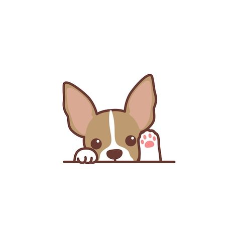 Lindo perro chihuahua mirando a escondid... | Premium Vector #Freepik #vector #perritos-dibujo #perro #ilustracion-perro #perro-animado Cute Dog Drawing Easy, Drawing Ideas Dog, Cute Puppy Drawing, Dog Drawing Easy, Easy Dog Drawing, Dog Drawing Ideas, Chihuahua Drawing, Paw Cartoon, Dog Drawing Tutorial