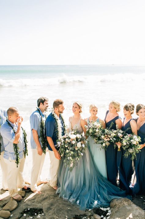 Blue Beach Wedding Dress, Ocean Wedding Dress, Malibu Beach Wedding, Hailey Paige, Wedding Dress Blue, Blue Wedding Gowns, Blue Beach Wedding, Blue Wedding Dress, Beach Wedding Centerpieces