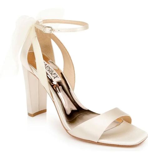 Badgley Mischka Bridal Shoes, Champagne Heels, Badgley Mischka Shoes, Ankle Strap High Heels, Strap Sandals Women, Satin Heels, Wedding Heels, Perfect Shoes, Block Heels Sandal