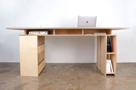 Birch Desk, Plywood Desk, Plywood Table, Modular Desk, Design Desk, Rack Design, Plywood Furniture, White Birch, Diy Desk