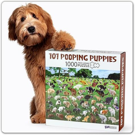 Amazon.com: The Original 1000 Piece Puzzle, 101 Pooping Puppies, Dogs Pooping Puzzle, Perfect White Elephant Gag Gift, Funny Puzzle for Adults : Everything Else Puppy Puzzle, Funny Puzzles, Dog Calendar, Dog Puzzles, Puzzle For Adults, Gag Gifts Funny, 1000 Piece Puzzle, Silly Dogs, Dogs Pooping